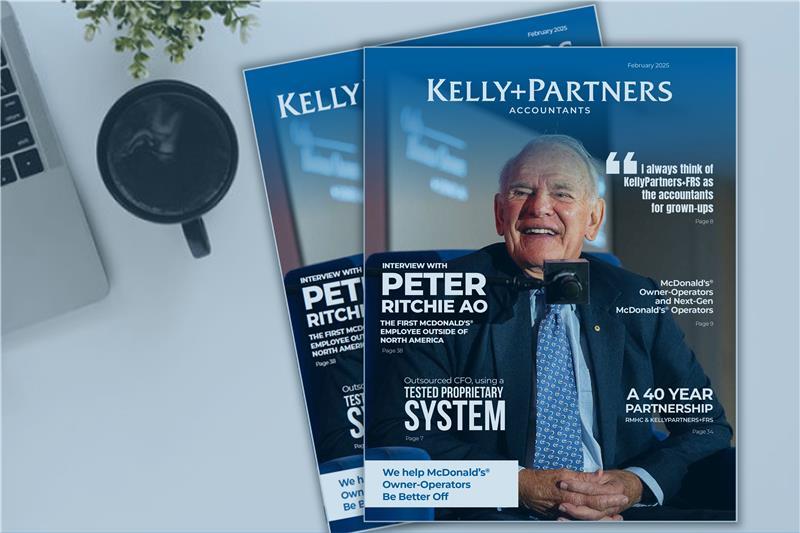 A mock-up image of the Kelly+Partners McDonald's magazine.
