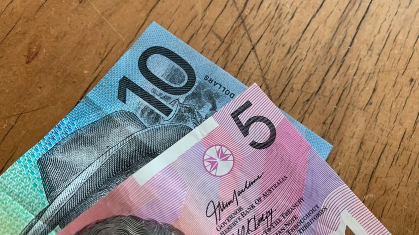 Ten dollar and five dollar notes in Australian currency